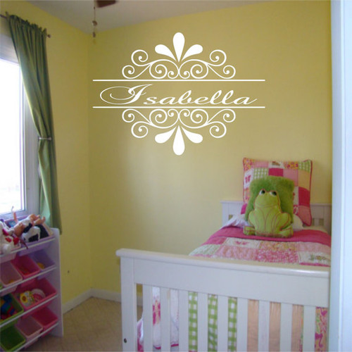 Personalized Named Floral Border Wall Decal