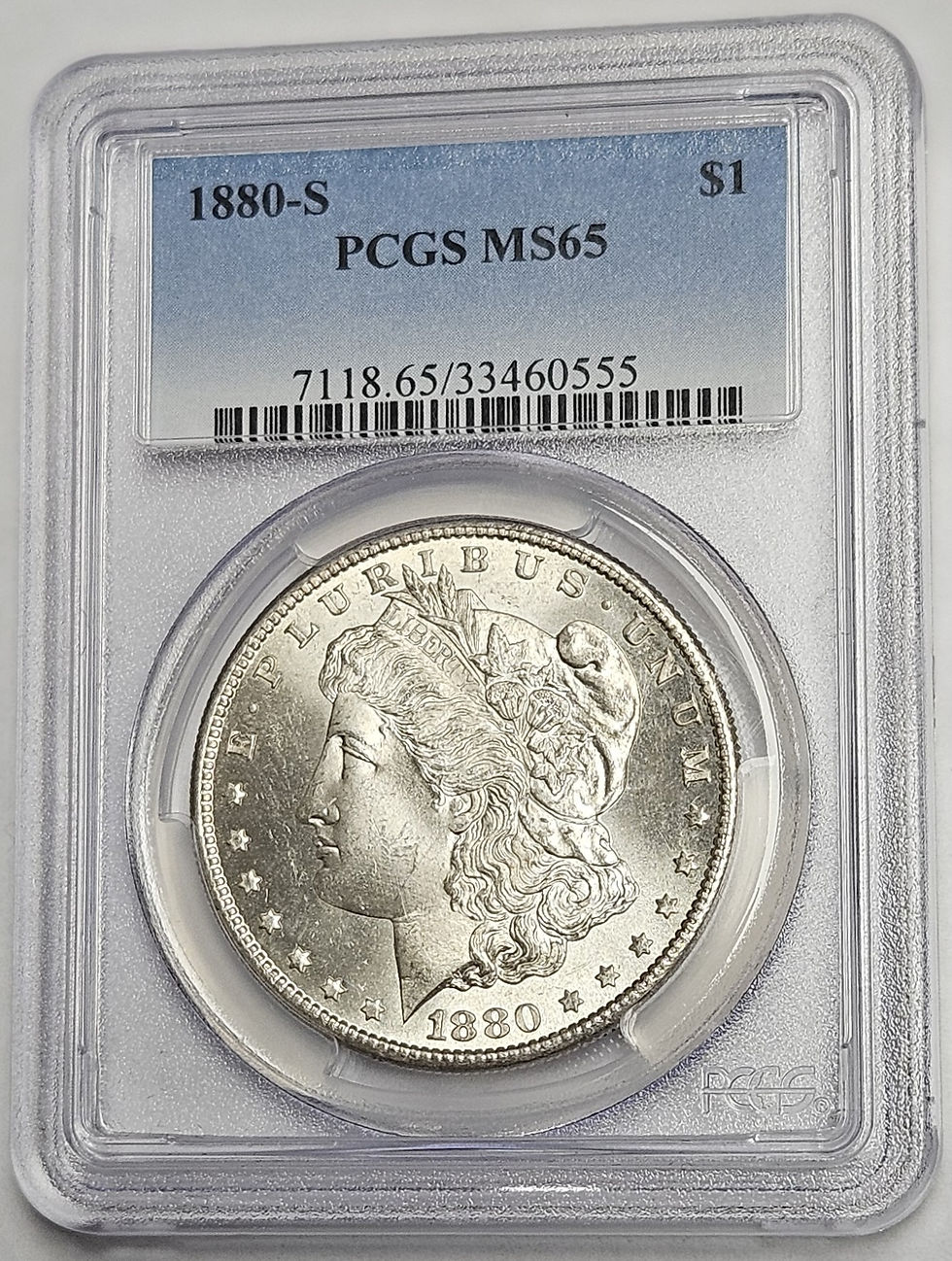 Thumbnail: 1880 S Morgan Silver Dollar $1 90% Silver Coin PCGS MS 65