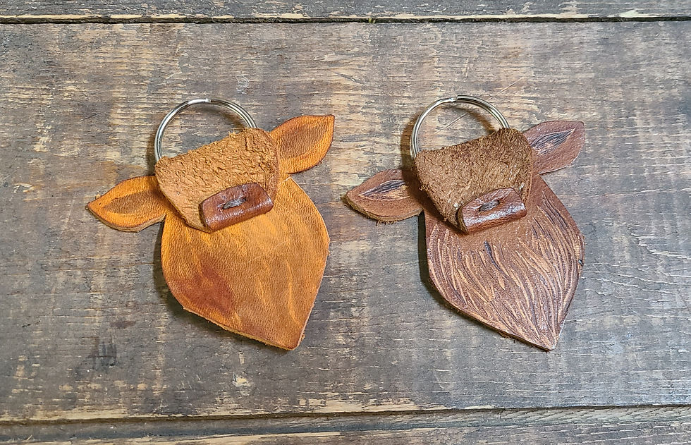 Leather Highland Cow Keychains