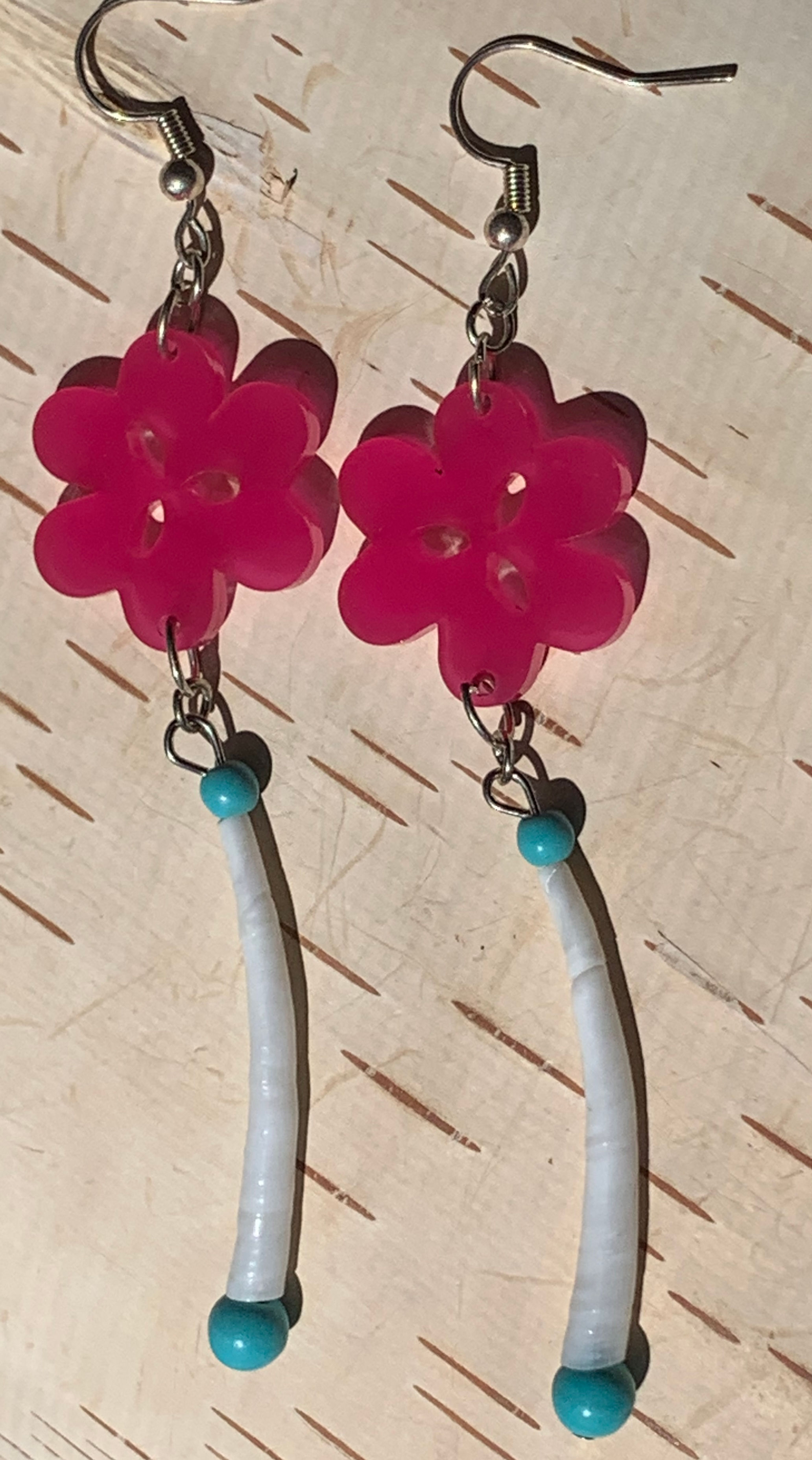 Flower with Dentalium Earrings