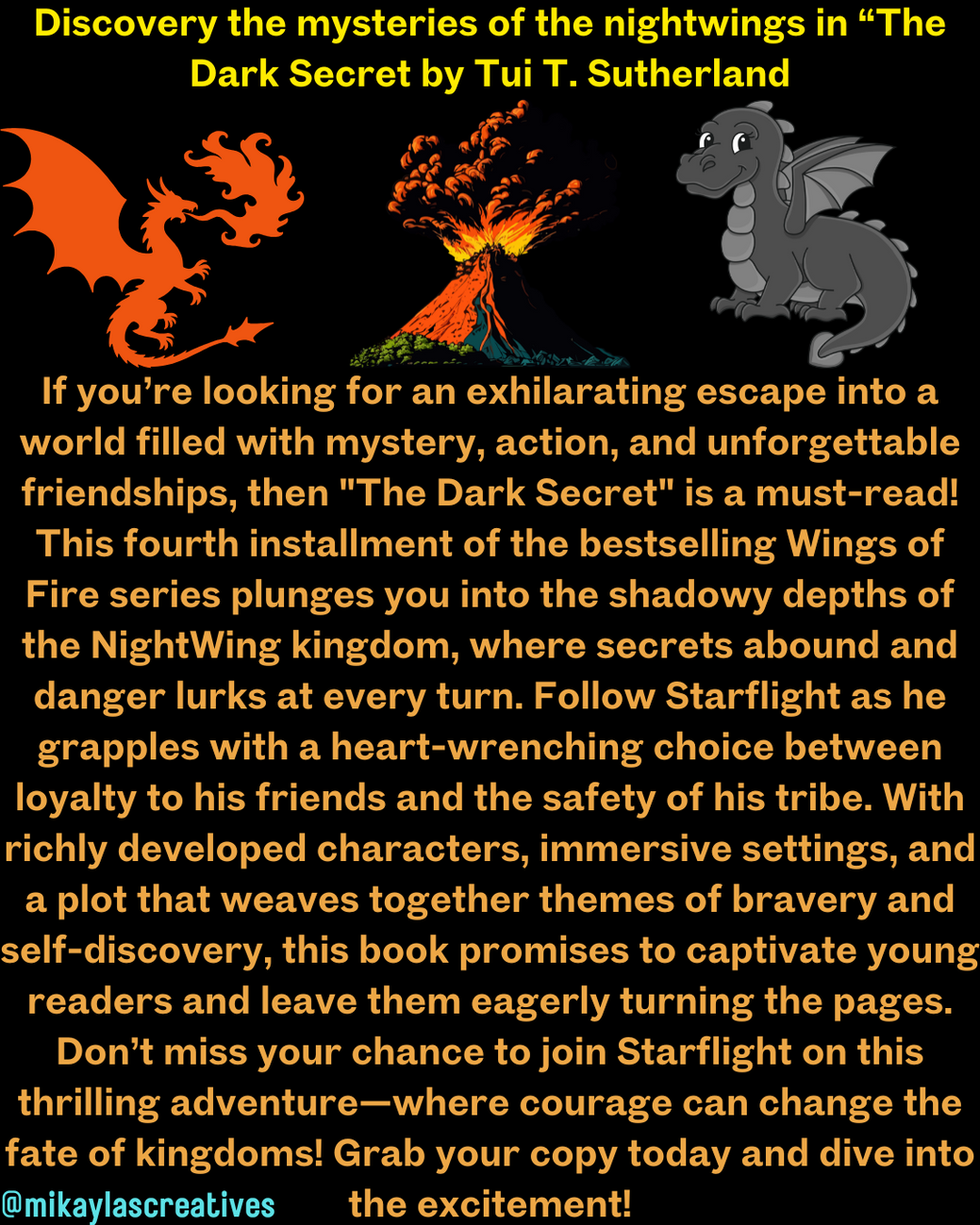 Exploring the Mysteries of the Nightwings in Tui T. Sutherland's "The Dark Secret" (Wings of Fire Book 4)