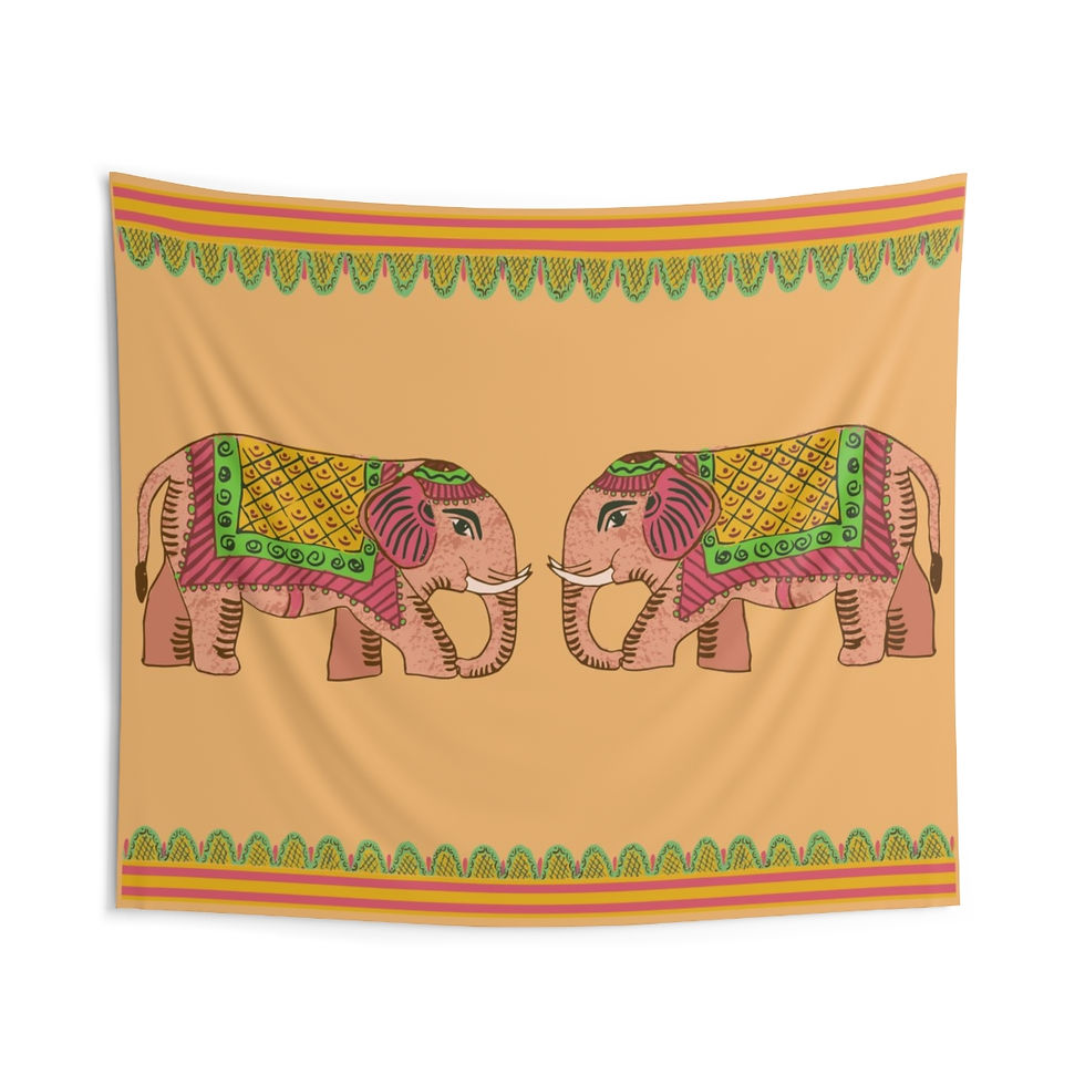 Thumbnail: Decorated Indian Elephant on Gold Background Tapestry