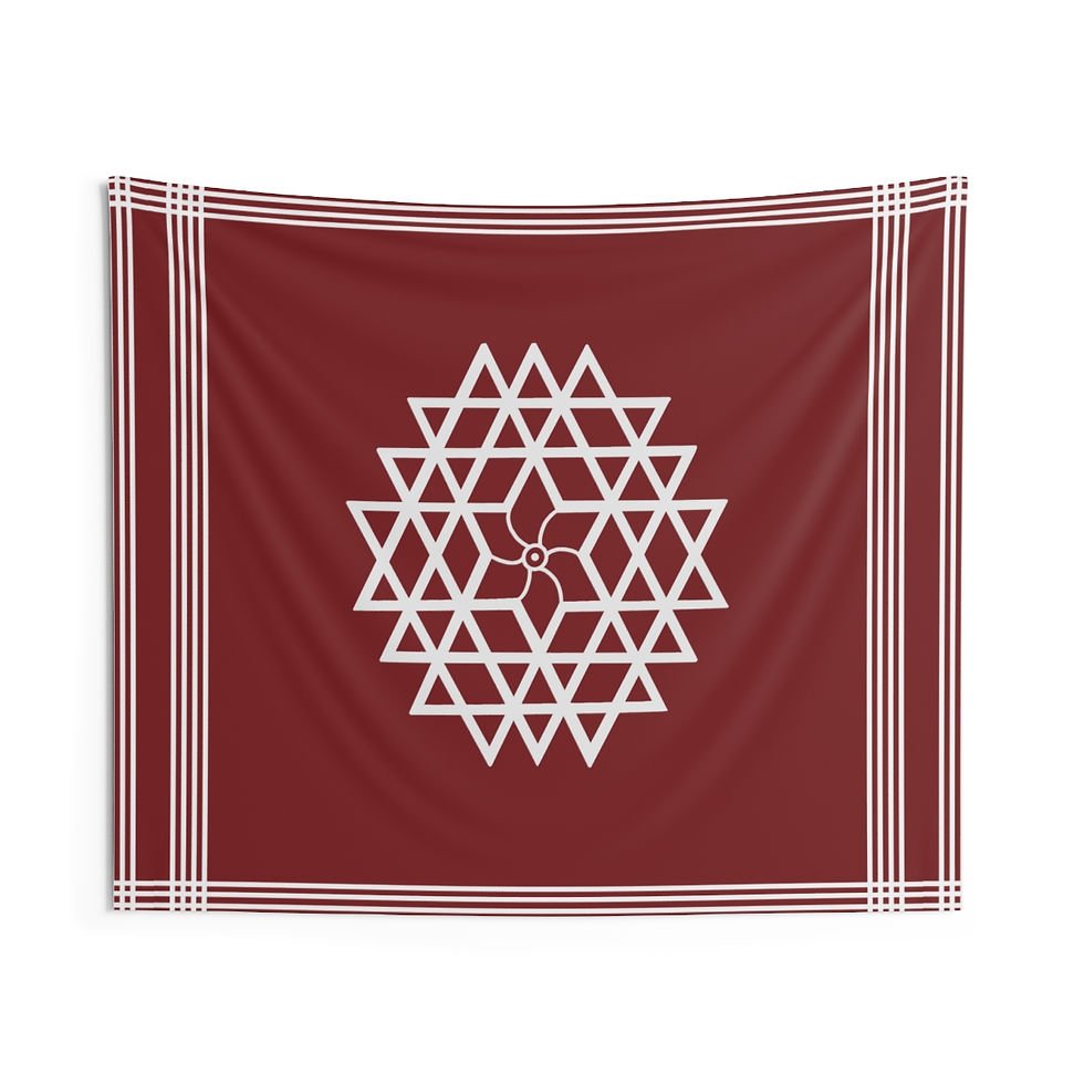 Thumbnail: Indian Red Ishwarya Kolam Grey gradient Tapestry