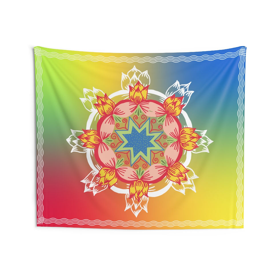 Thumbnail: Lotus Mandala Rainbow Gradient Tapestry