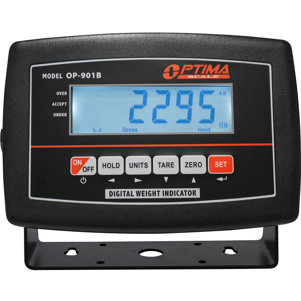 Optima OP-901 digital indicator used with MNM low-profile compression load cells