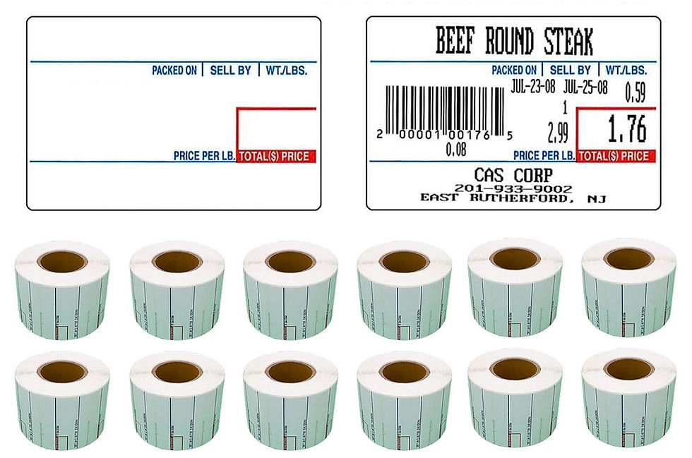 Thumbnail: CAS LST-8010 Printing Scale Label, 58 x 40 mm, UPC 12 Rolls Per Case