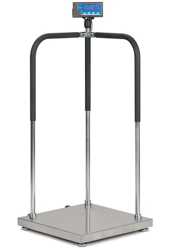 Brecknell MS140-300 handrail scale with stainless platform, padded grips and digital indicator