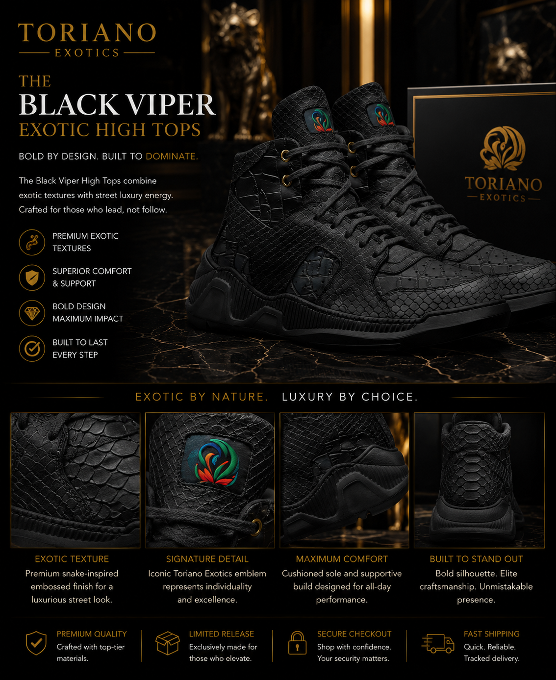 THE BLACK VIPER EXOTIC HIGH TOPS