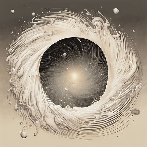 white drawing on cream background of music being sucked into gravity blackhole.jpg