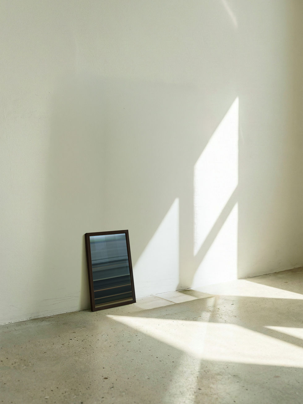 Shijima: Silent Japanese Shinkansen art print with deep slate and metallic blue horizontal layers.