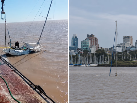 Reflotan el velero que se hundió frente a la costa de Núñez en el Río de la Plata