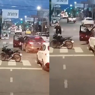 Se bajó del auto para pelear con un motociclista y se olvidó el freno de mano: ocasionó un choque
