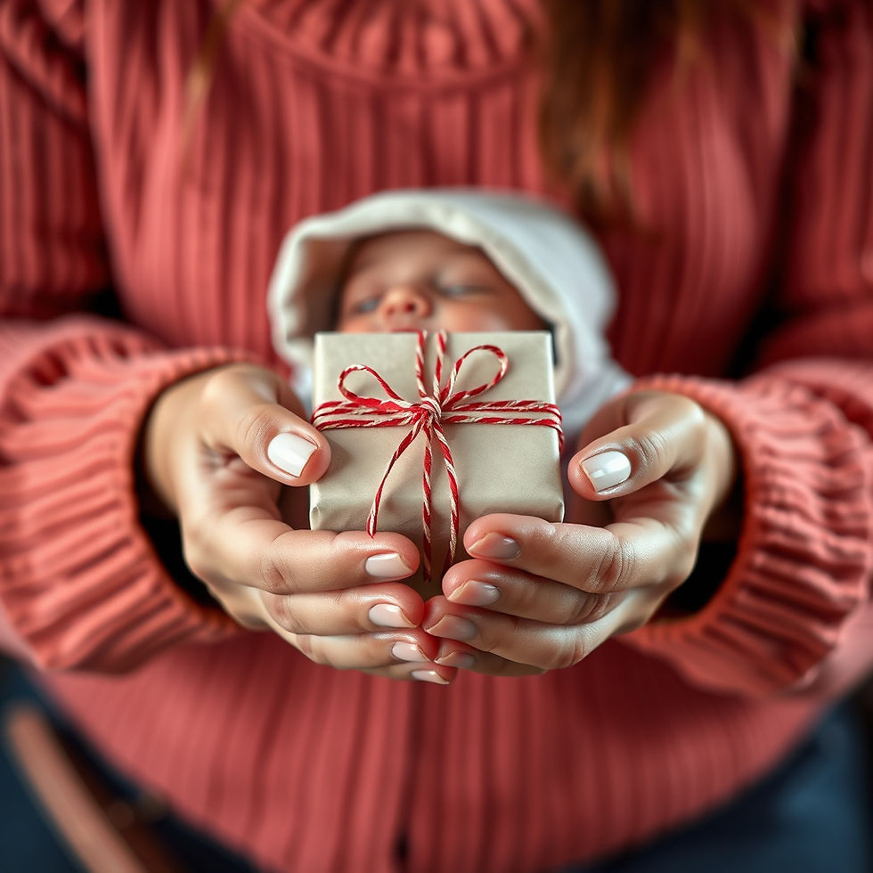 Woman of color's hands holding a baby's gift.jpg