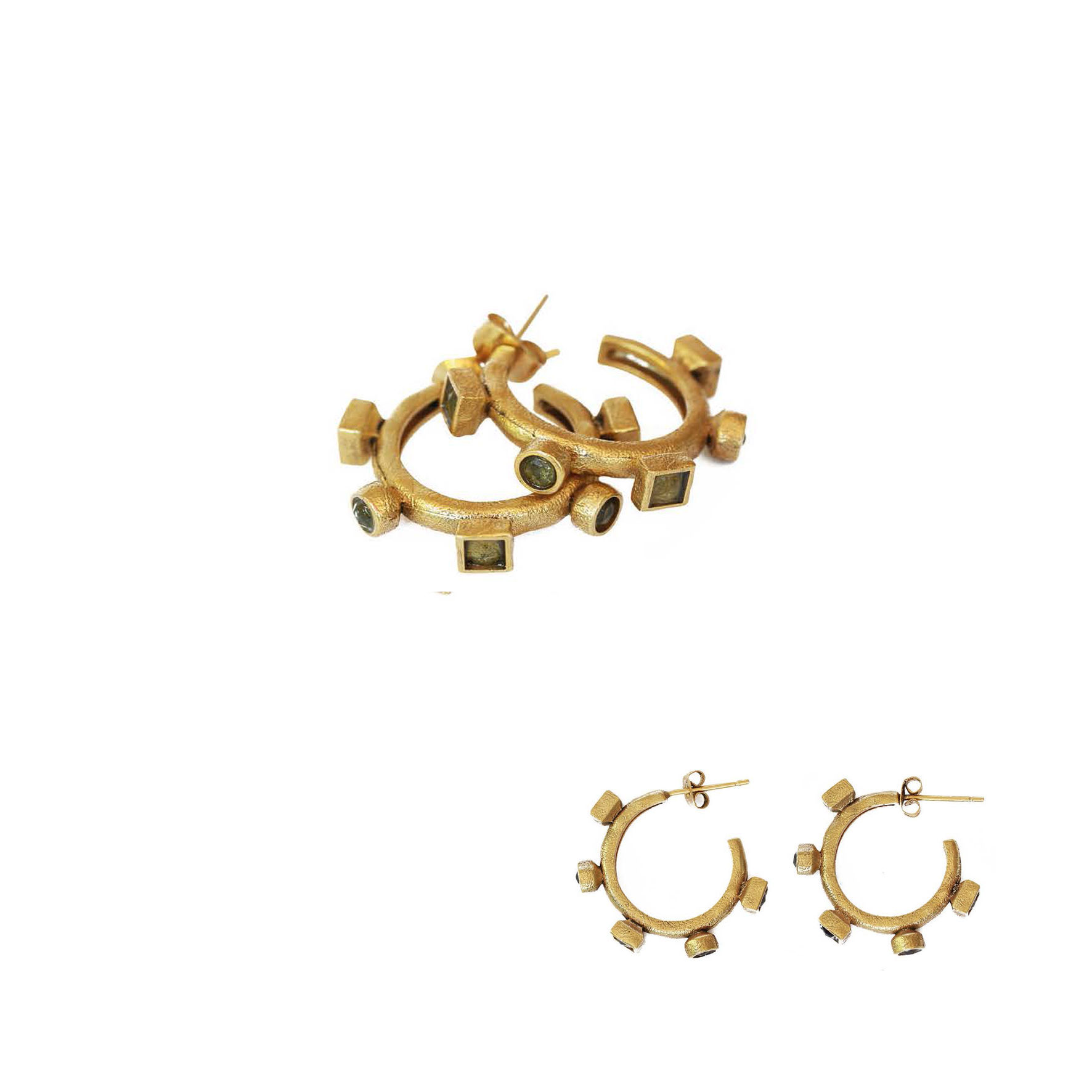 Boucles d'oreilles créoles MEDUSA Peridot