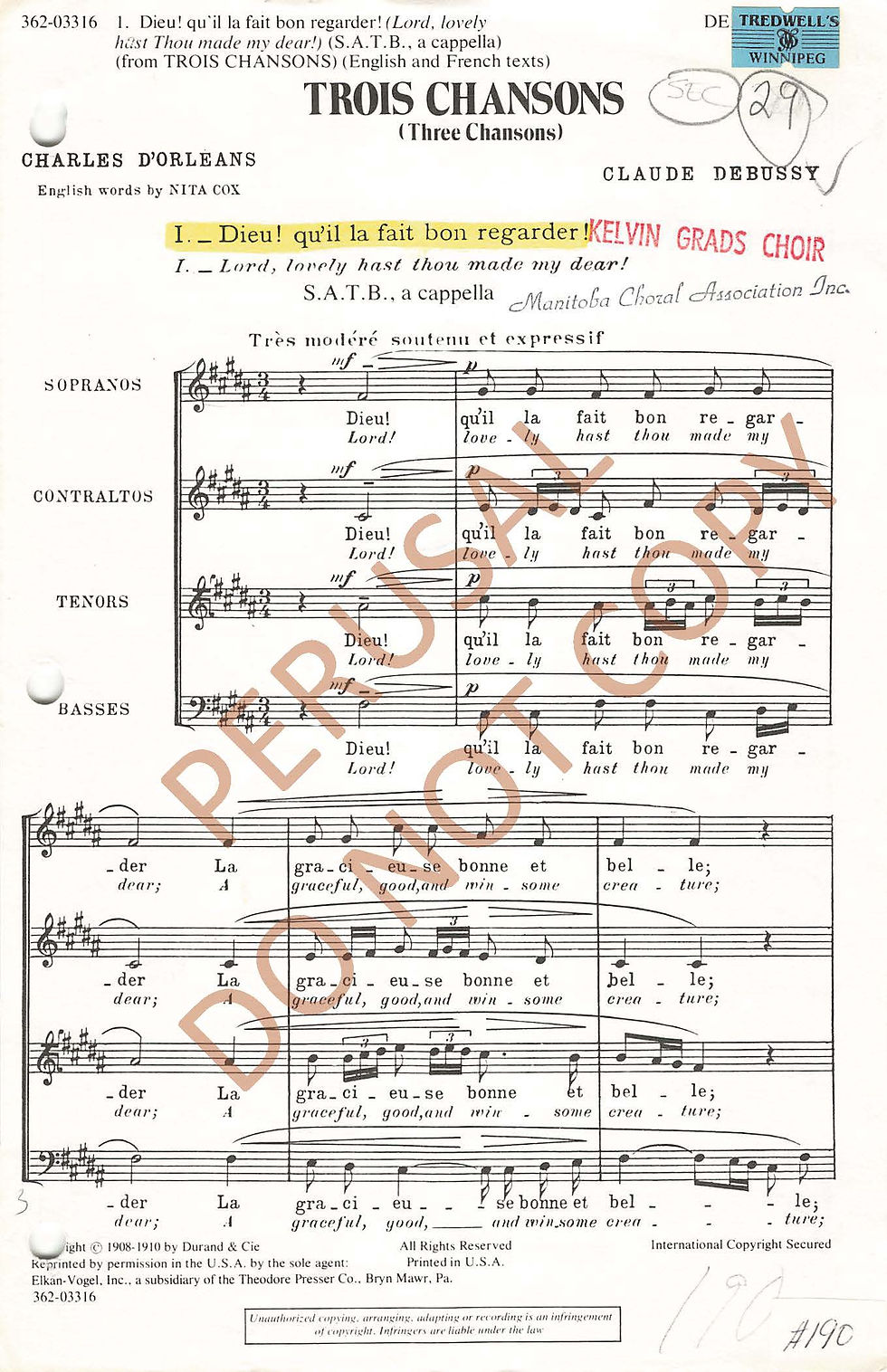 Dieu! qu'il la fait bon regarder! (Lord lovely hast Thou made my dear!)