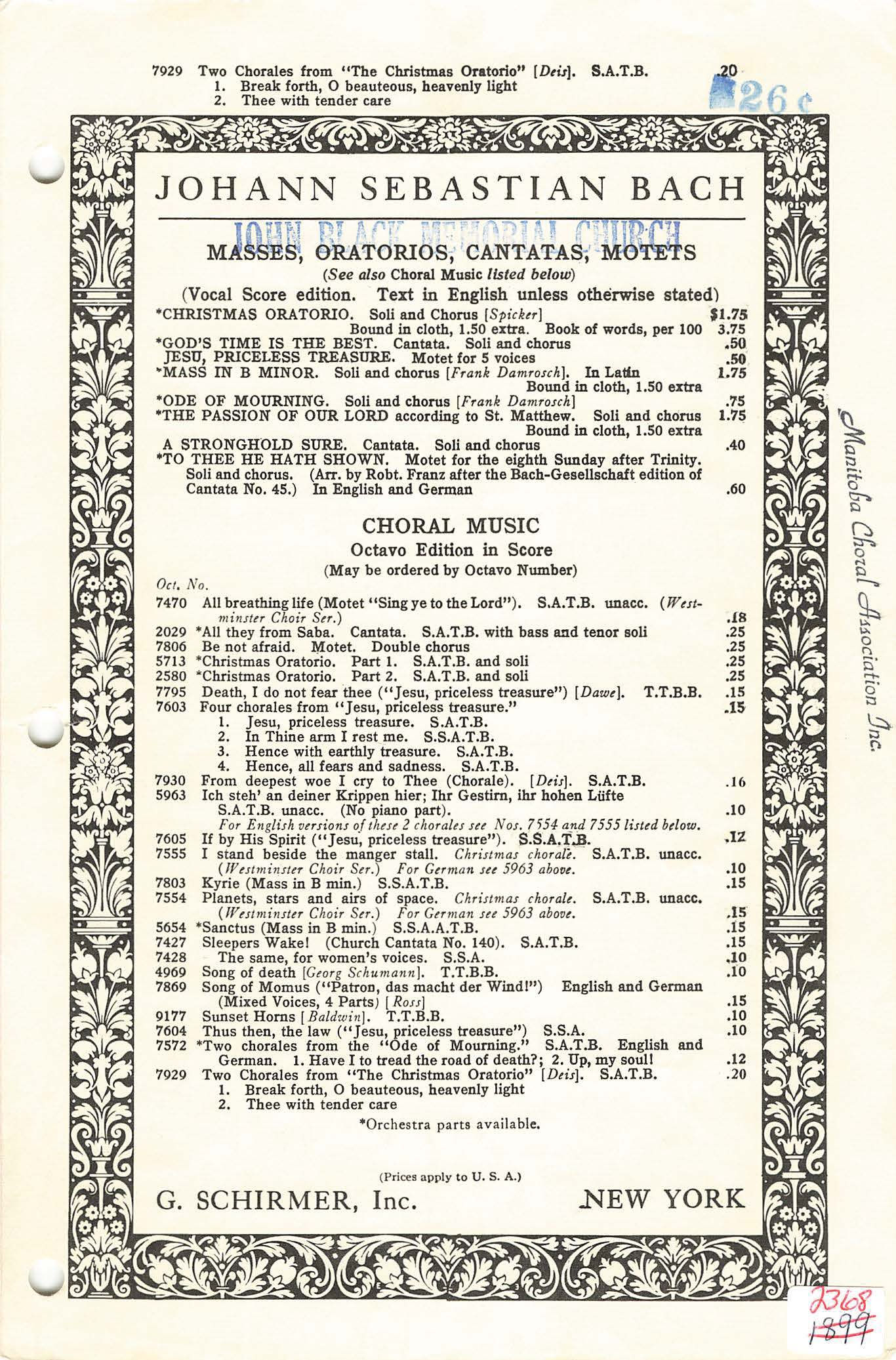 Two Chorales from "The Christmas Oratorio"
