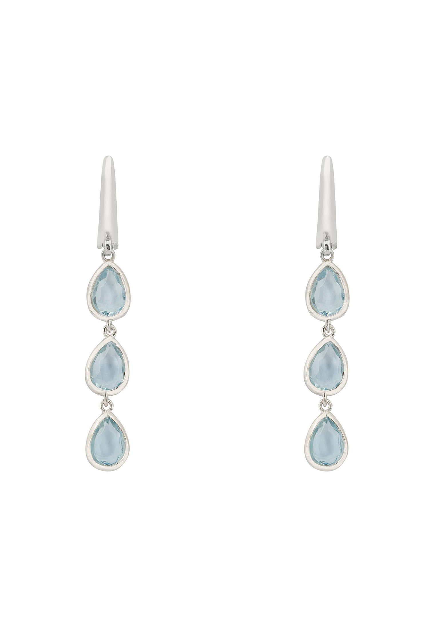 LATELITA SARDINIA TRIPLE TEARDROP BLUE TOPAZ (SILVER) DROP EARRINGS
