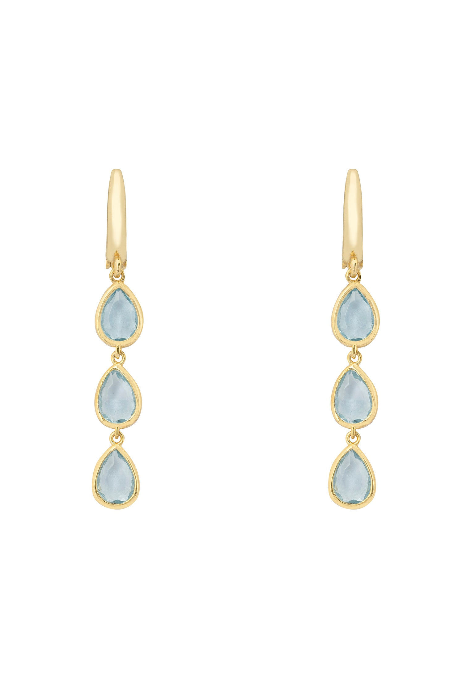 LATELITA SARDINIA TRIPLE TEARDROP BLUE TOPAZ (GOLD) DROP EARRINGS