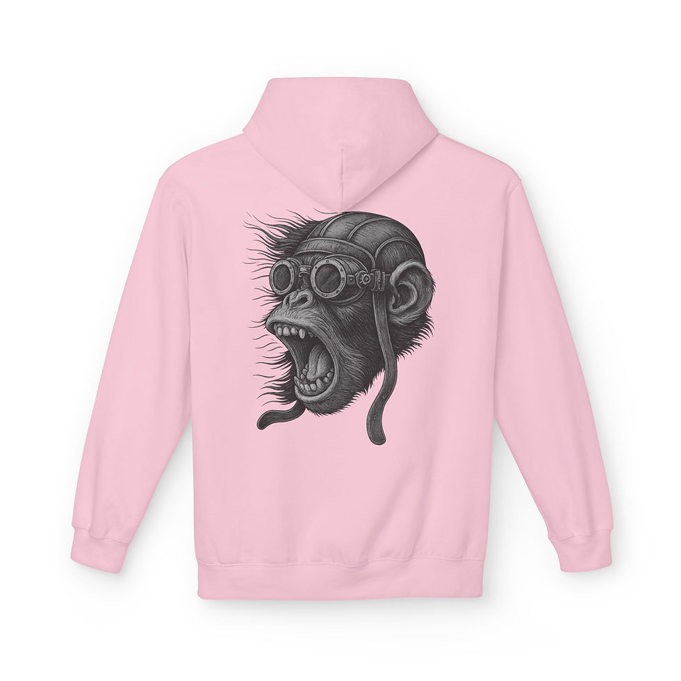 Thumbnail: Screaming Steampunk Monkey Hoodie — Edgy Streetwear Graphic Hoodie
