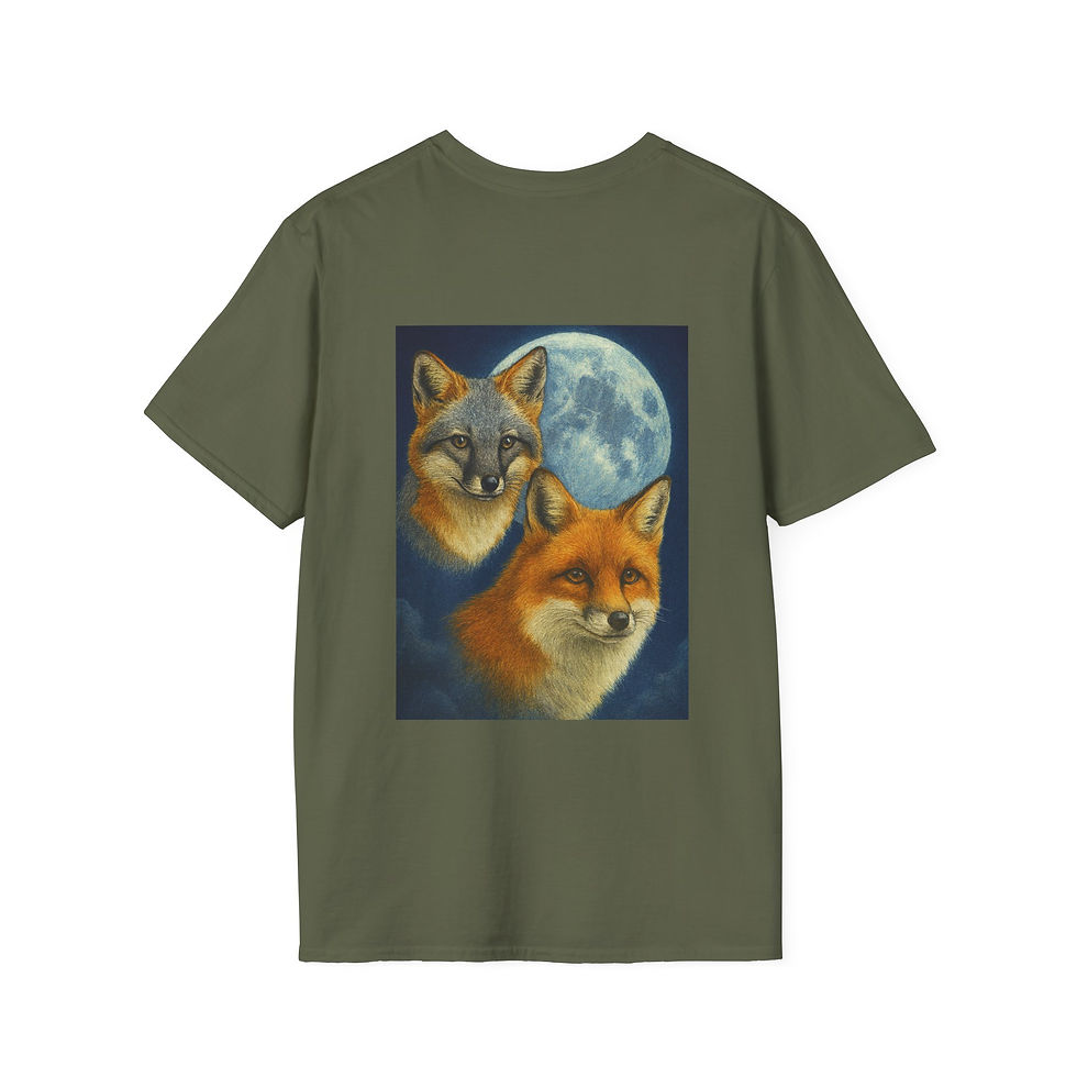 Thumbnail: Nighttime Red & Grey Foxes T-Shirt — Wildlife Lovers Tee