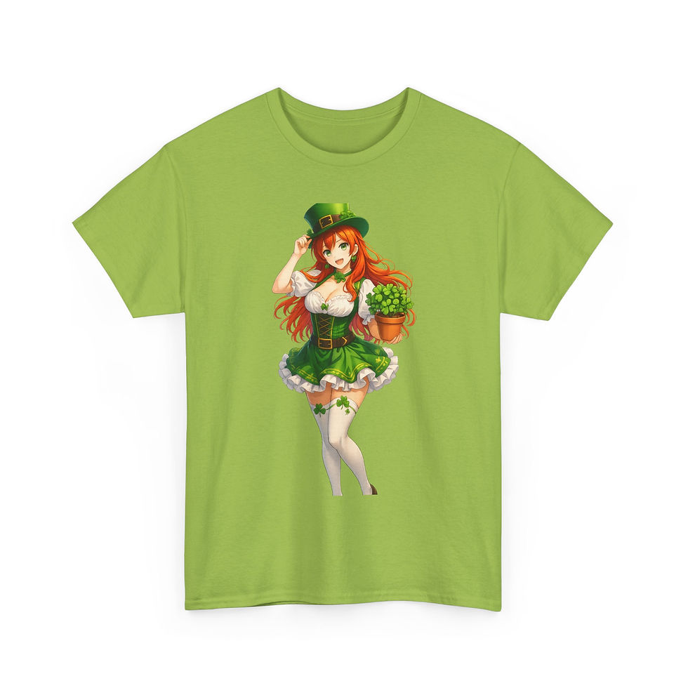 Thumbnail: St. Patrick’s Day Pinup Tee — Cute Redhead Leprechaun Girl Graphic Shirt