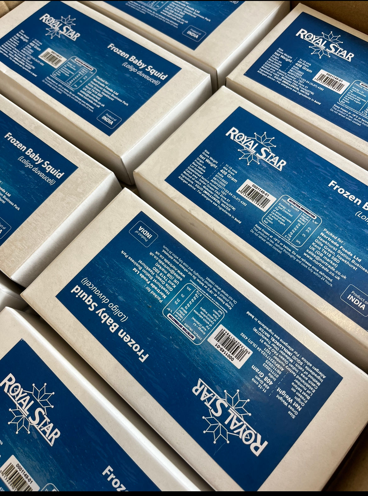 6 boxes of Royal Star indian unwashed squid