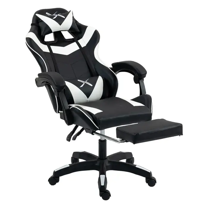 Miniatura: Silla Gamer Lyzor con posapiés SGBWTWN135B Black White
