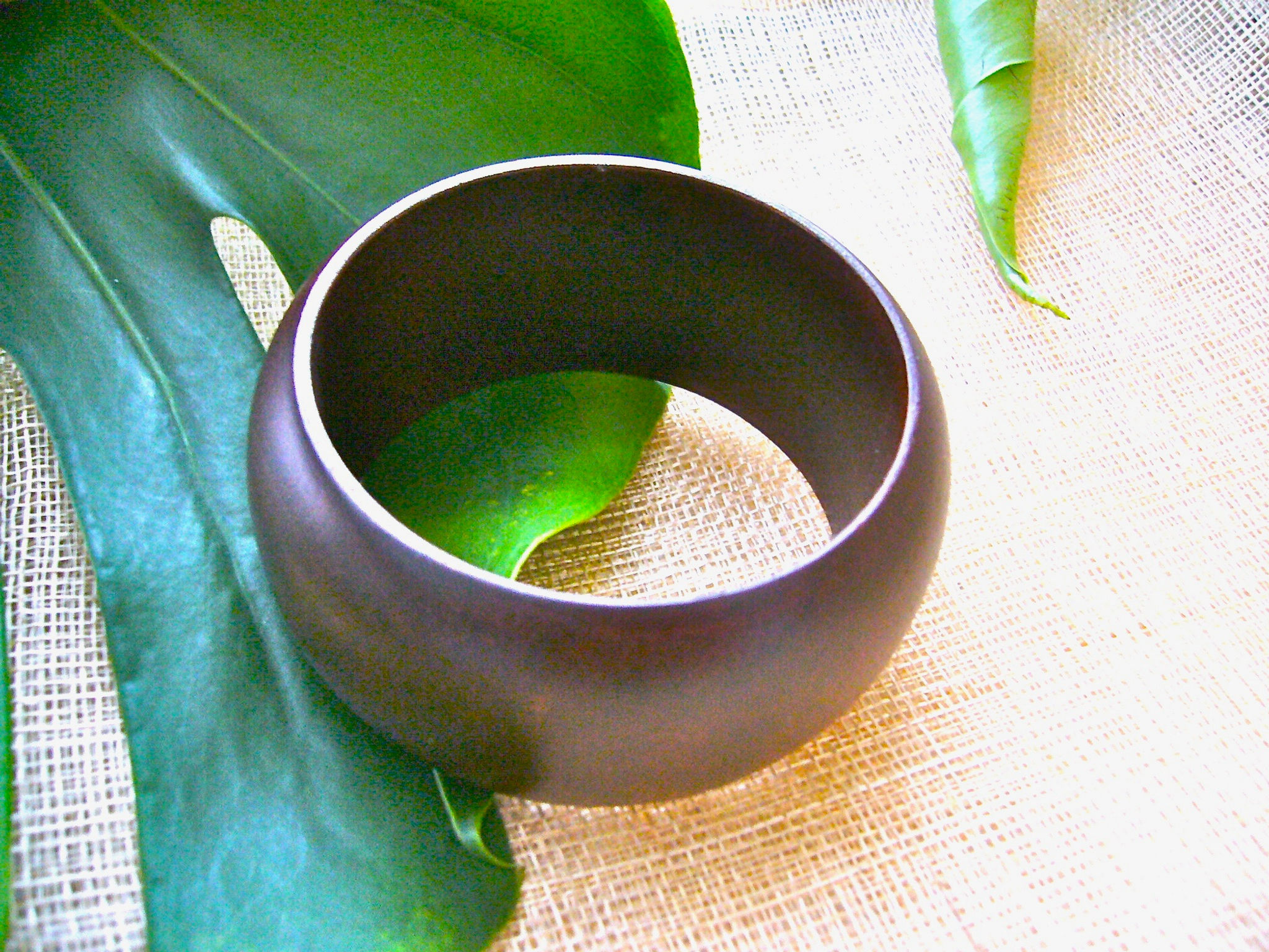 Monsteraleaf ローブル ウッド ワイド バングル ブラウン