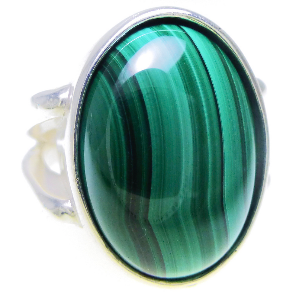 Monsteraleaf マラカイト オーバル カボション シルバー ファッション リング 18x13mm 緑 大粒 天然石ジュエリー