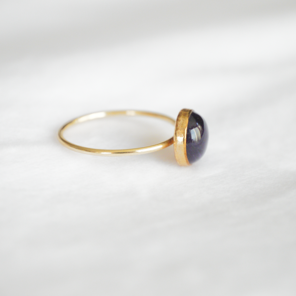 Thumbnail: Monsteraleaf アメジスト スタッキング リング 8mm 14KGF 紫 重ねづけ 天然石ジュエリー