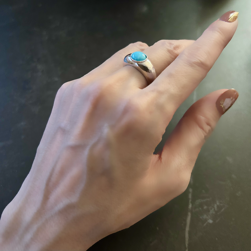 Thumbnail: Monsteraleaf スリーピングビューティー ターコイズ シルバー リング オーパル カボション Puku 天然石 ジュエリー