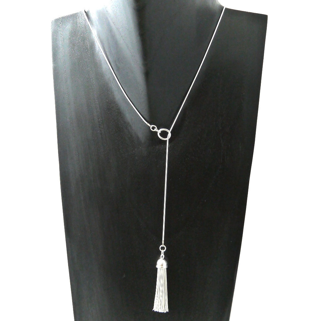 シルバータッセル"Y"スタイルネックレス|天然石ジュエリーMonstera leaf