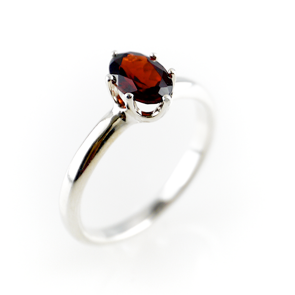 Thumbnail: Monsteraleaf ガーネット オーバル ファセット カット プロング リング 7x5mm 天然石 ファッション ジュエリー