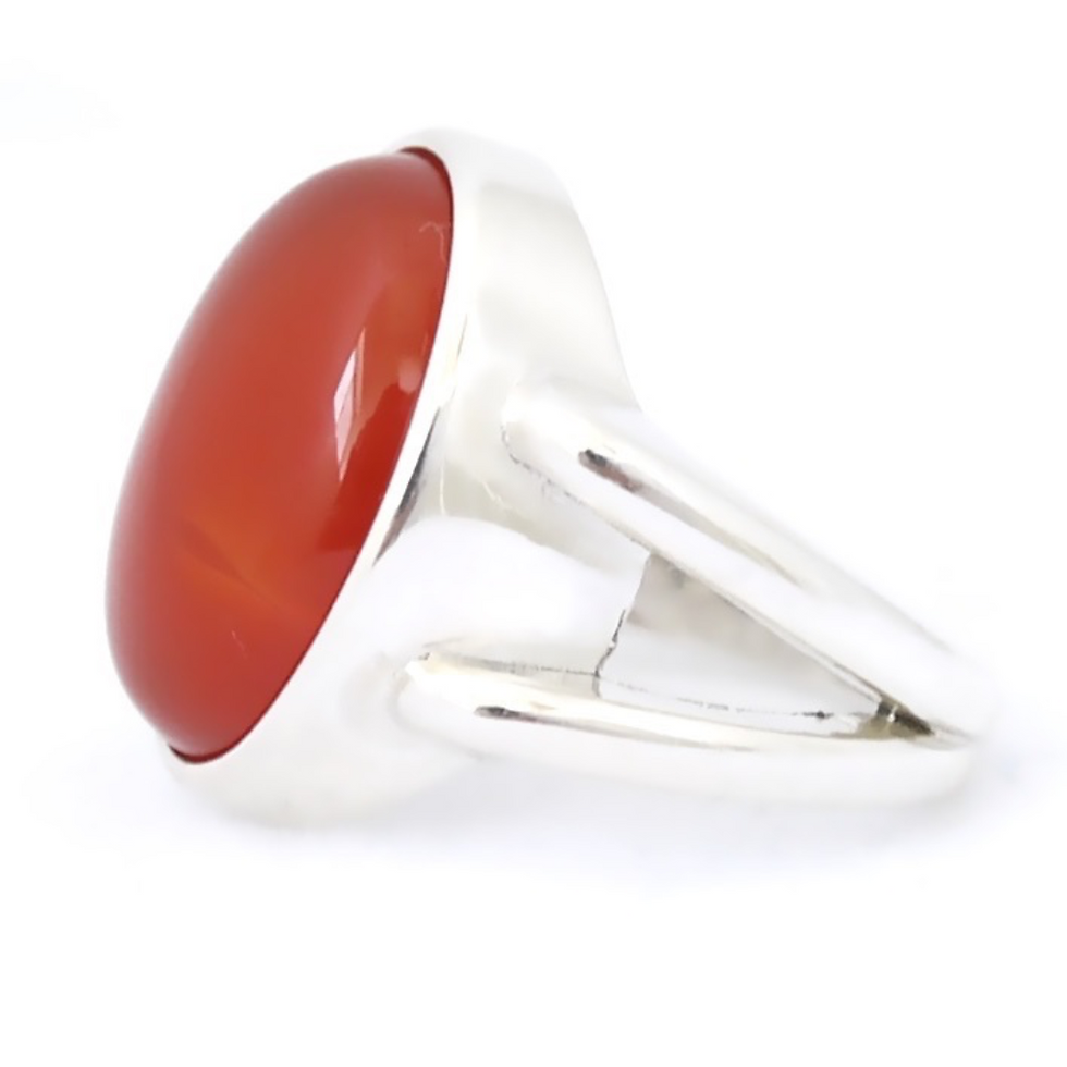 Thumbnail: Monsteraleaf カーネリアン オーバル カボション シルバー ファッション リング 18x13mm 赤 大粒 天然石ジュエリー