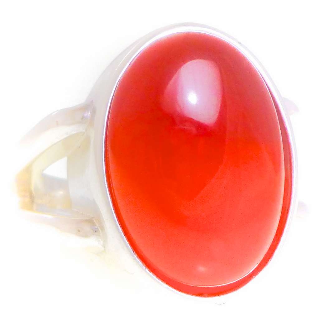 Monsteraleaf カーネリアン オーバル カボション シルバー ファッション リング 18x13mm 赤 大粒 天然石ジュエリー
