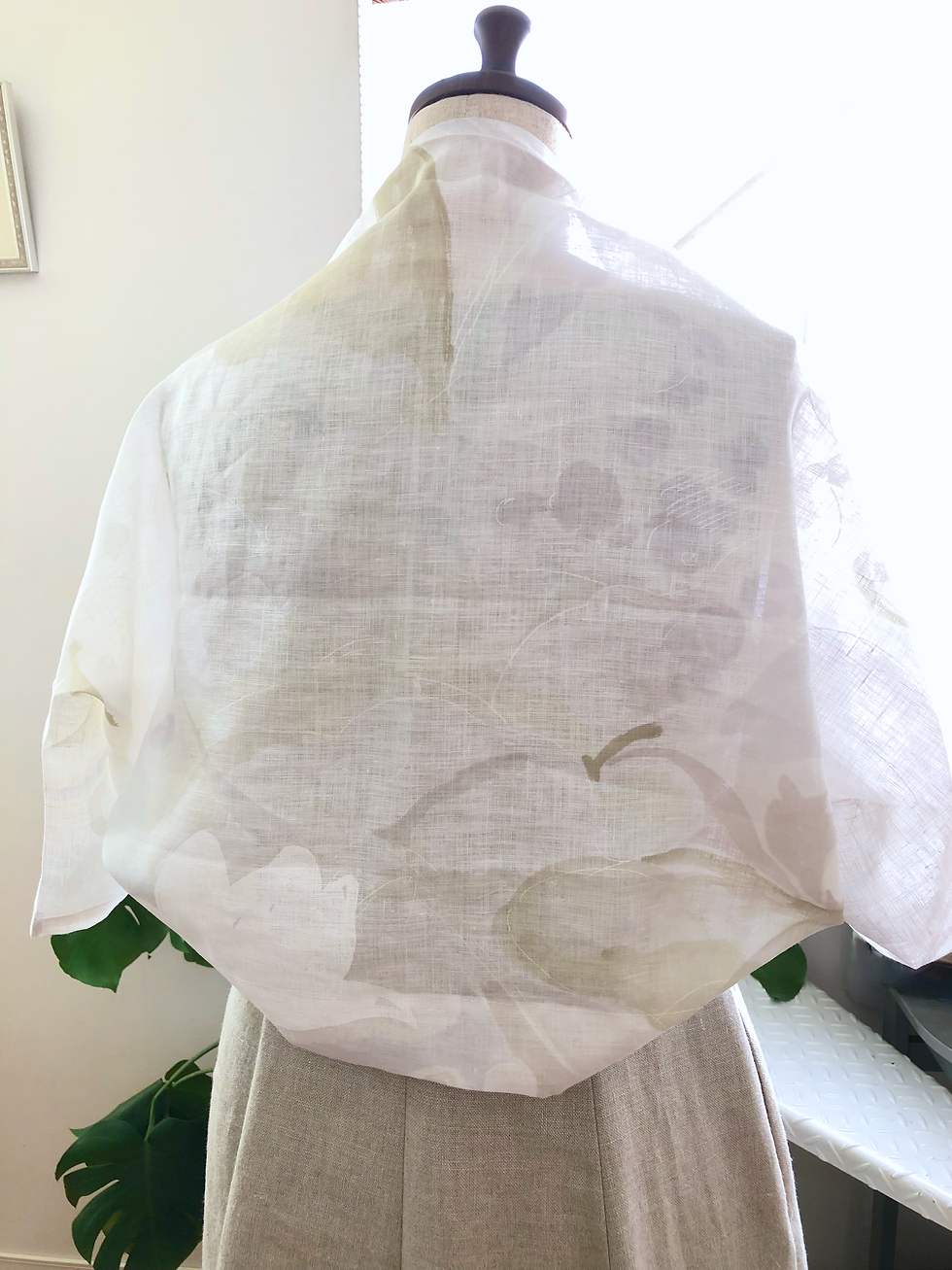 Monsteraleaf closet シアーリネン マーガレットボレロ ハーフスリーブ ホワイトフローラル