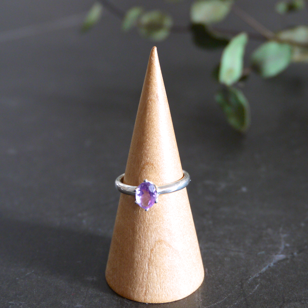 Monsteraleaf ピンク アメジスト オーバル ファセット カット リング 天然石 ファッション ジュエリー