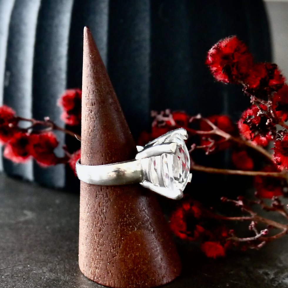 Thumbnail: Monsteraleaf クリスタル クォーツ 14mm チェッカーボード クッションカット ボリューム リング 大粒 ファッション 天然石ジュエリー