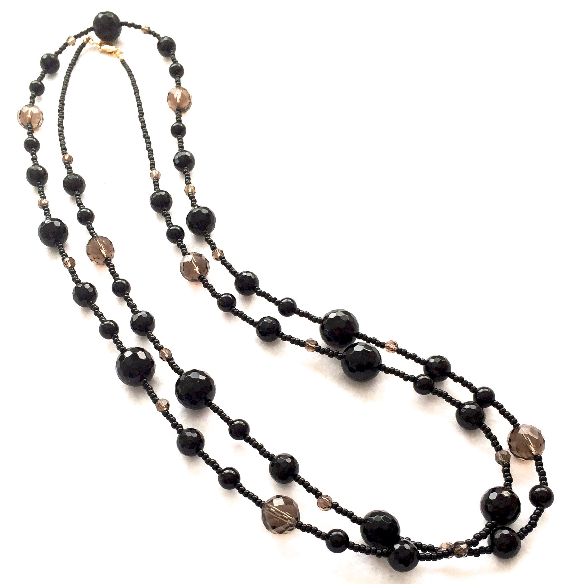 Monsteraleaf エクレレ ロング ネックレス オニキス スモーキークォーツ 天然石ジュエリー