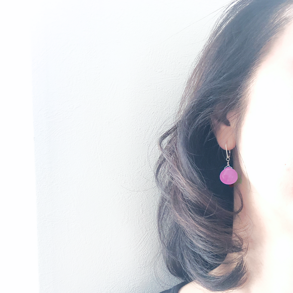 Thumbnail: Monsteraleaf キャンディー カラー ドロップ ピアス ピンク ジェード 天然石ジュエリー シルバー