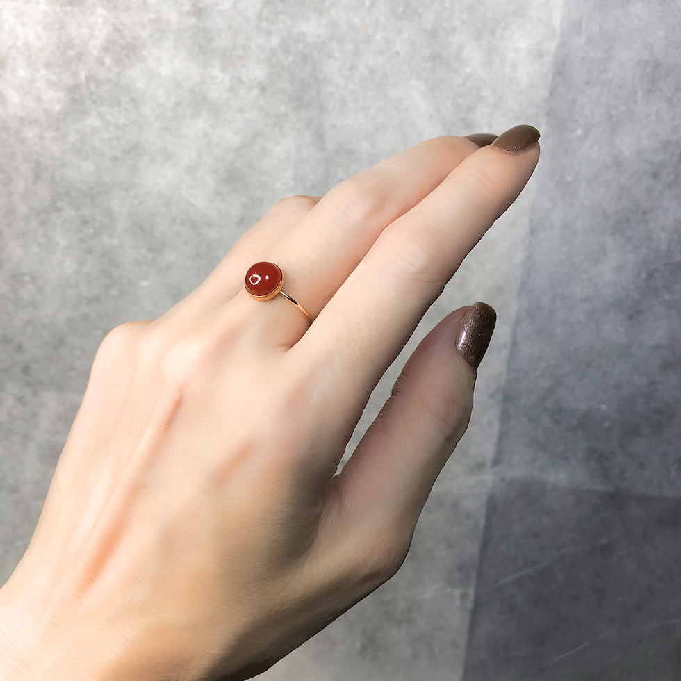サムネイル： レッド アゲート スタッキング リング 14KGF 8mm 重ねづけ 天然石ジュエリー