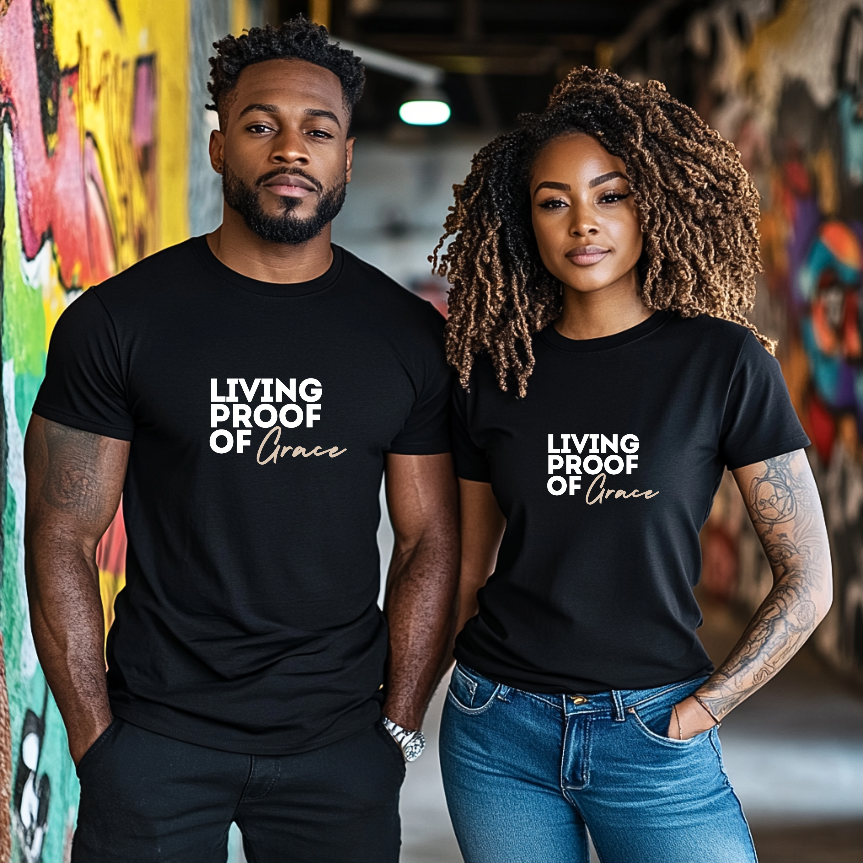 Living Proof of Grace Men’s premium heavyweight tee