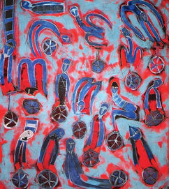 Víctor Chaca, Andando en una rueda, 1999, acrílico y arena sobre tela, 180 x 160 cm..jpg