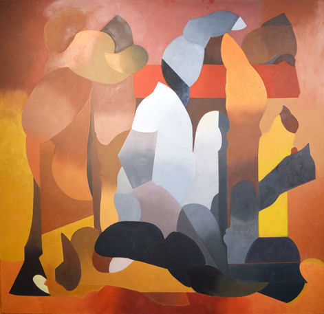 Luis López Loza, Estructura para una idea de volúmen, 2011, óleo sobre tela, 140 x 140 cm.