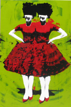 Carolina Convers, Apacibles fondo verde II, 2014, impresión y esmalte sobre acetato y bast