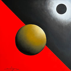 Daniel Azuara, Eclipse con triángulo rojo, 2022, mixta sobre tela, 50 x 50 cm.jpeg