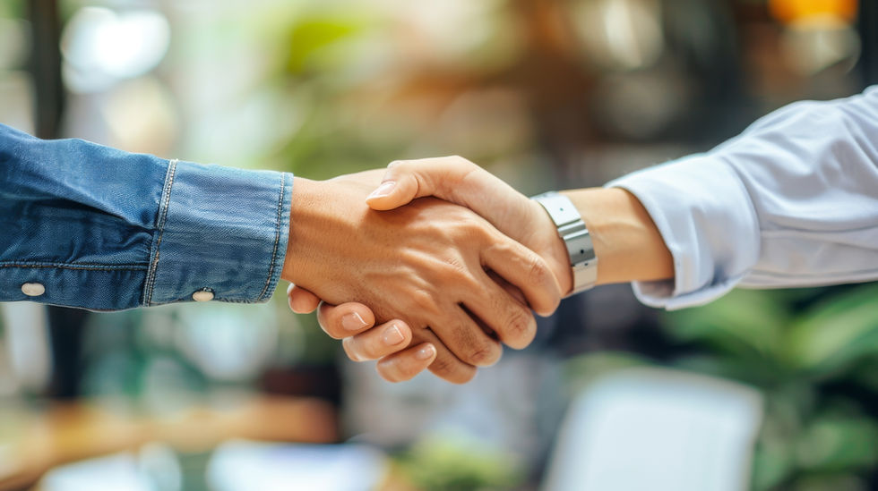 Two people shaking hands in agreement