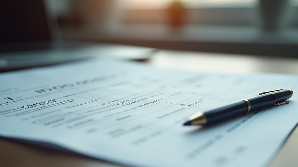 Eye-level view of a passport and visa application forms