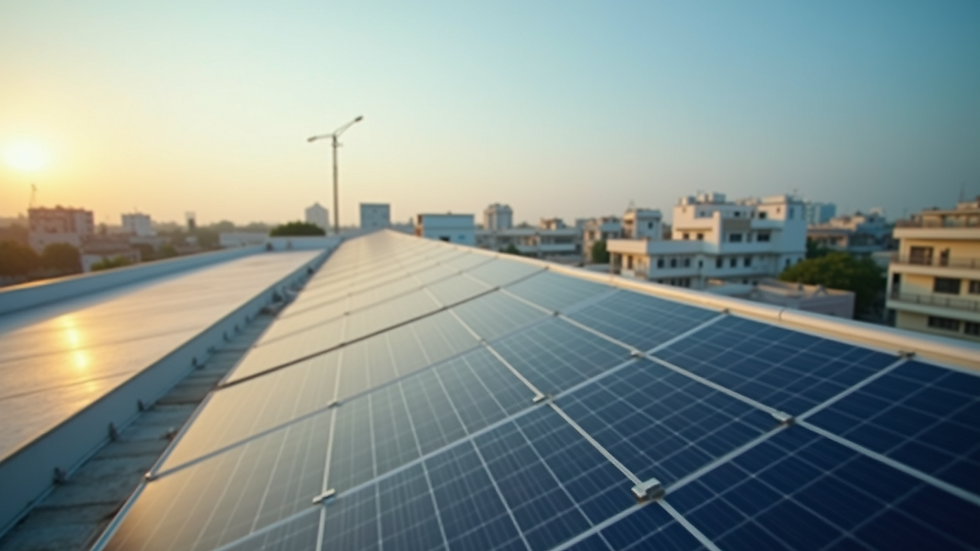 Eye-level view of solar panels installed on a commercial rooftop in Hyderabad