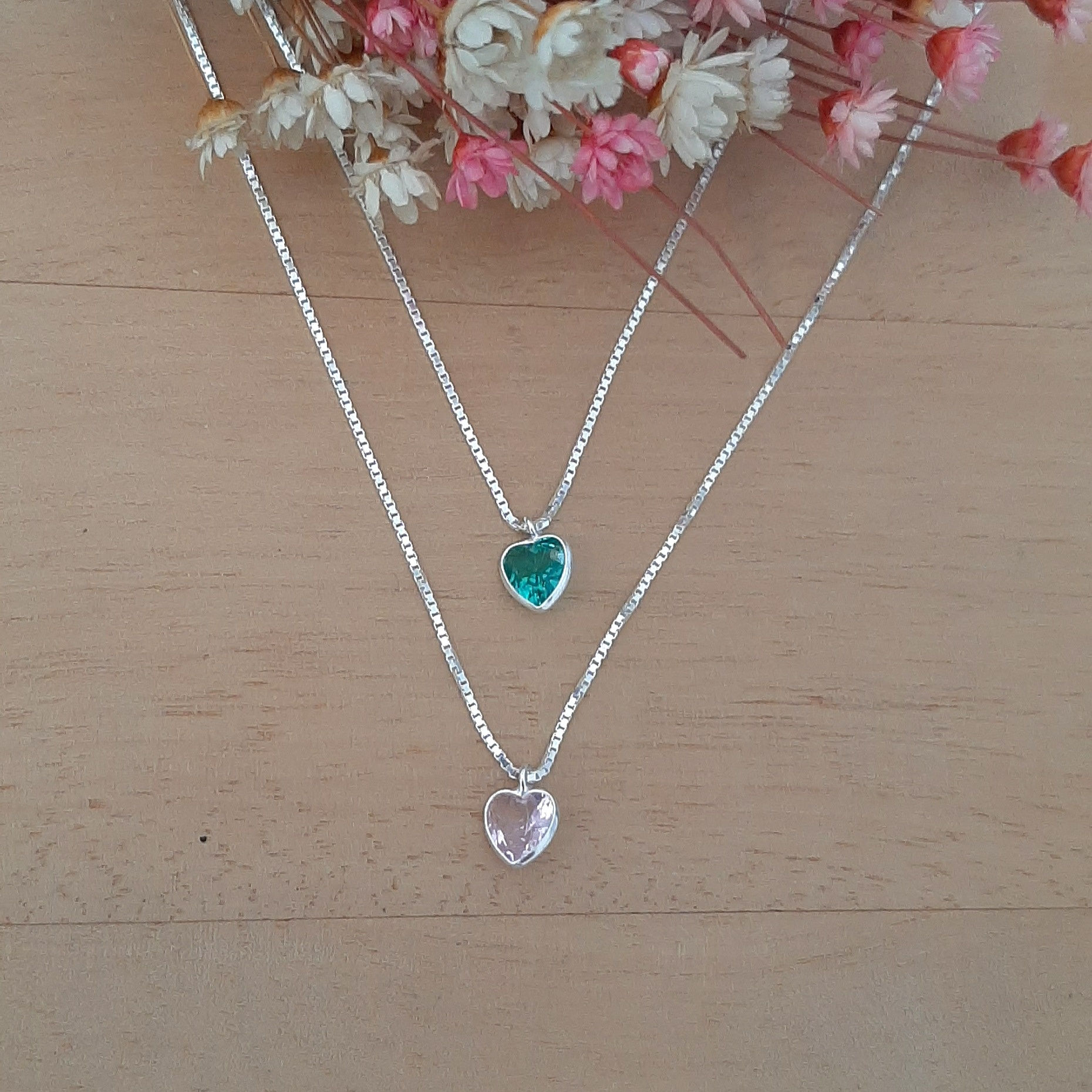 Gargantilha prata 925 ponto de luz coração